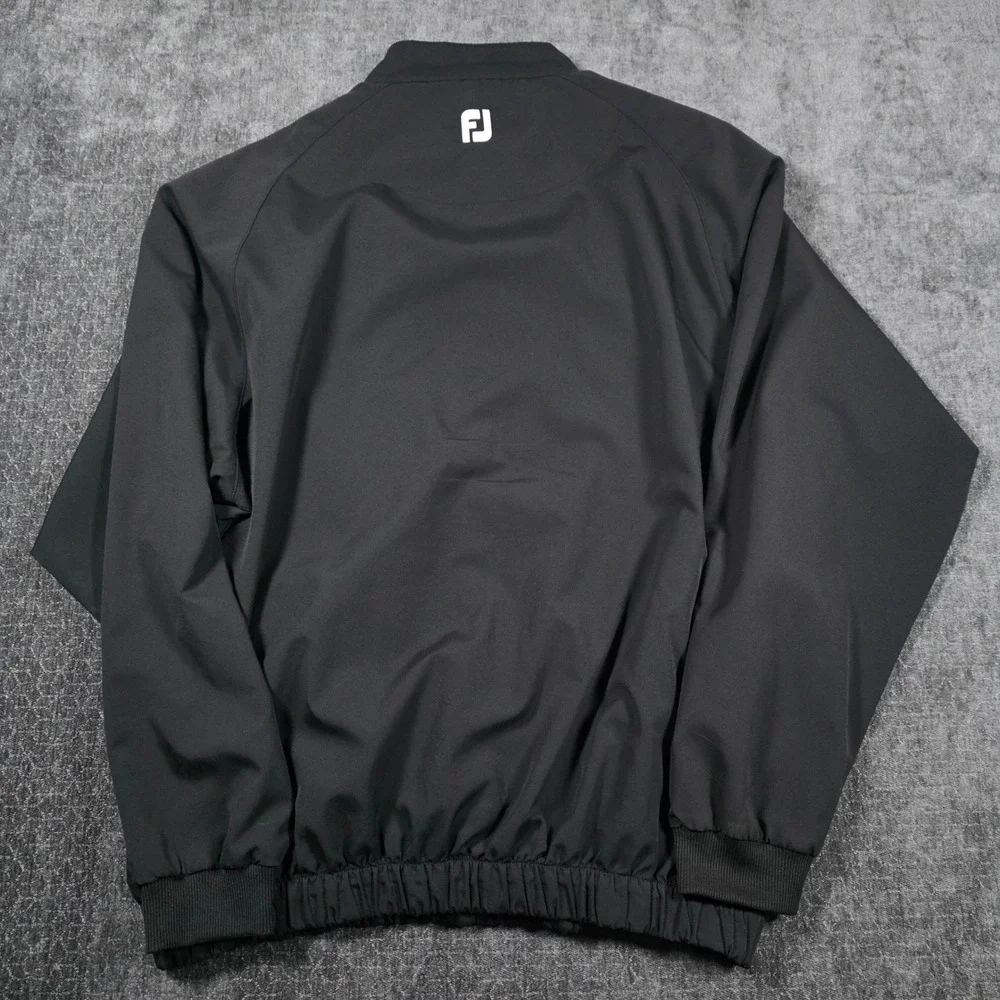 FootJoy Mens L Quarter 1/4 Zip Golf Windbreaker Pullover Black Large Pocket